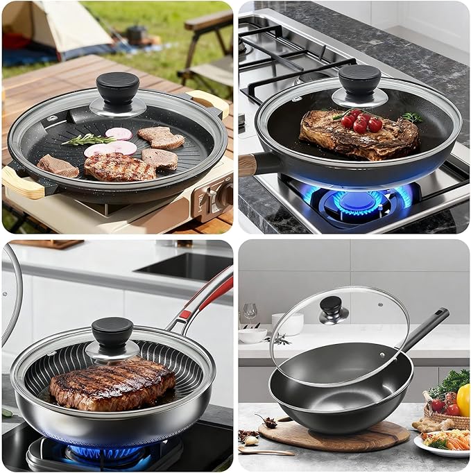 8 Inch Pan Lid, 8'' Frying Pan Lid, Tempered Glass Cast Iron Lids for Skillets, Fry Pan, Wok Pot (8 inch)
