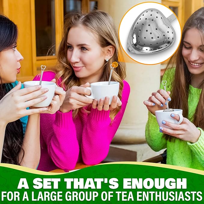 10 Pcs Heart Tea Infuser for Loose Leaf Tea Steeper – Rust-Resistant Stainless Steel Strainers with Secure Clasp, Easy Brewing Design, Keeps Loose Leaves Contained | Suitable for Parties & Gifting