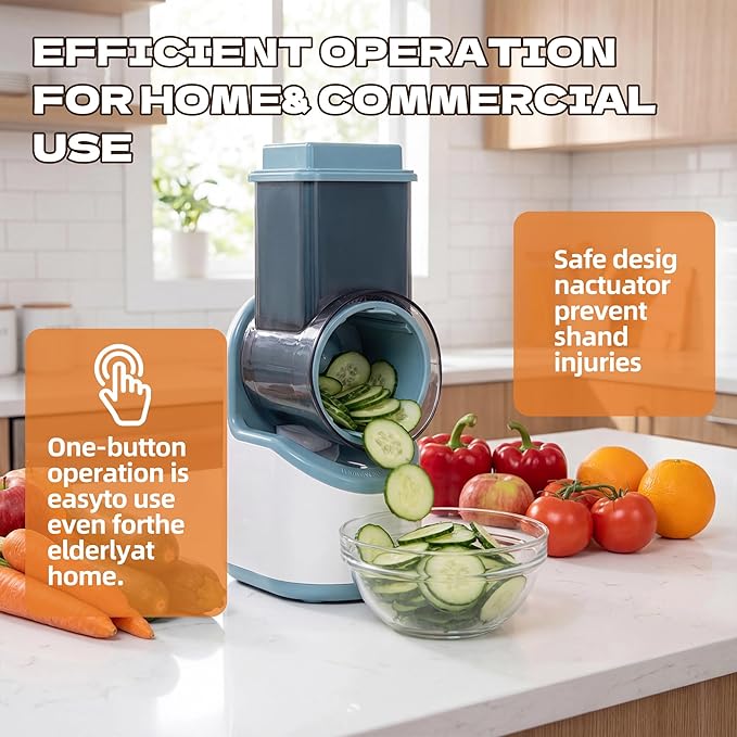 Electric Vegetable Chopper, Multifunctional Automatic Slicer Dicer, Stainless Steel Blades, for Onion Potato Cabbage Veggie Fruit, Green, CVKF01