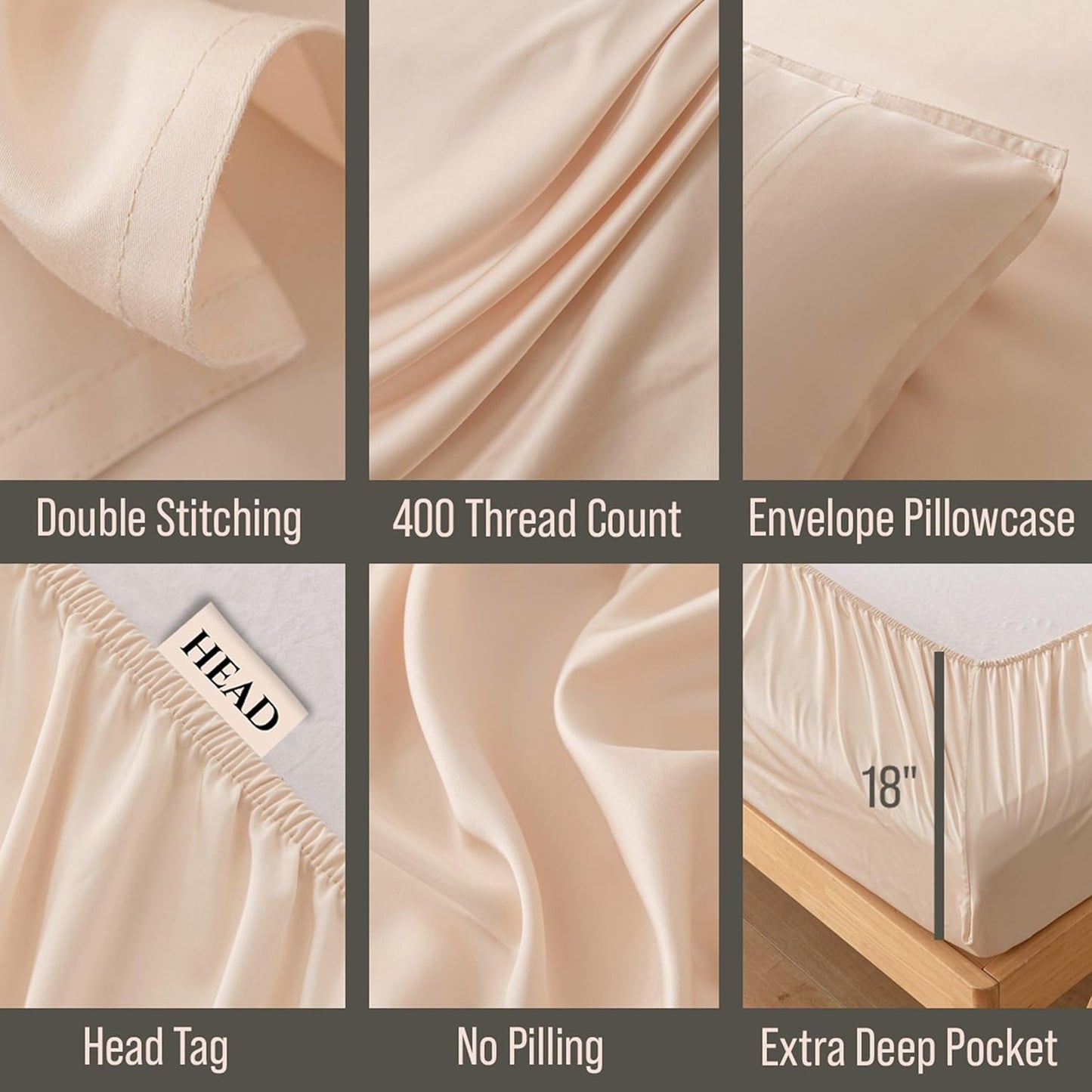 Bella Coterie Luxury Bamboo Viscose Twin XL Size Sheet Set | 100% Organically Grown | Ultra Soft | Cooling for Hot Sleepers | 18" Deep Pocket [Champagne]