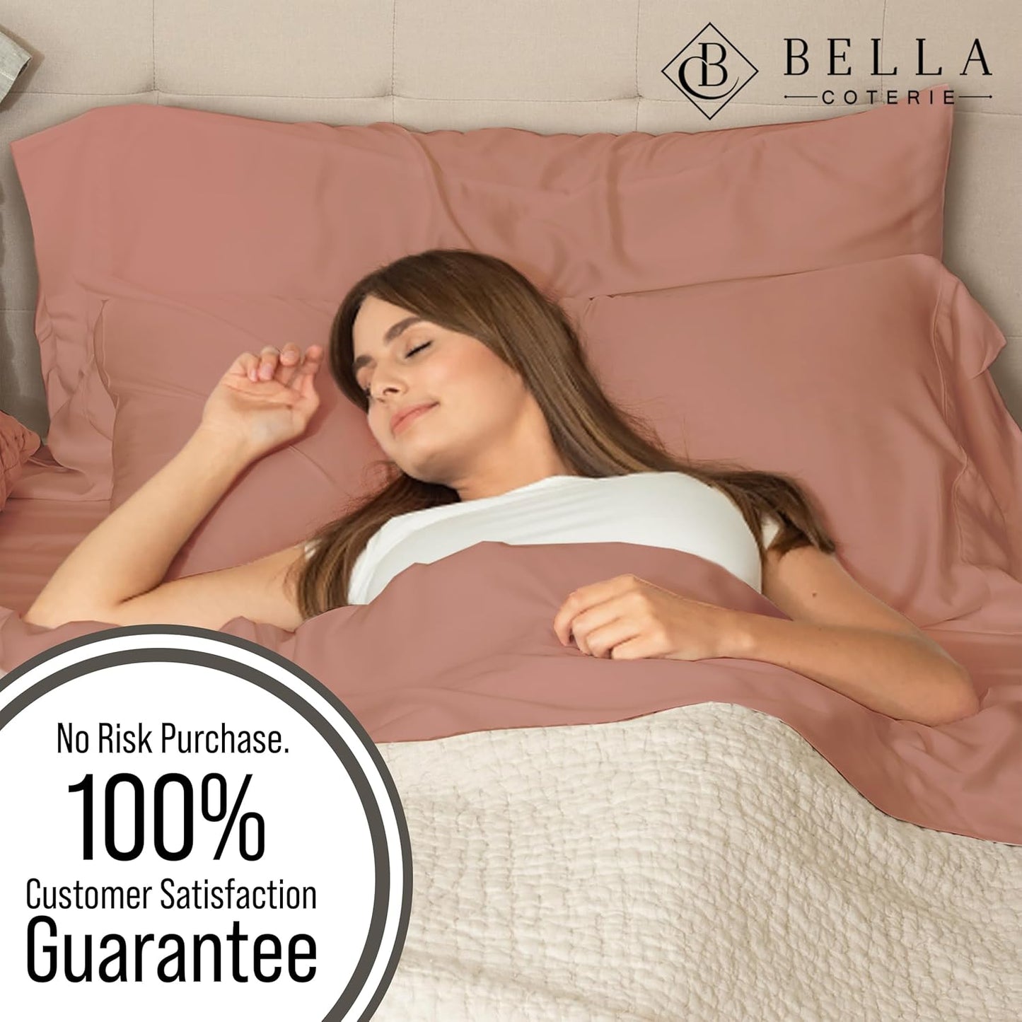 Bella Coterie Luxury Bamboo Viscose Queen Size Sheet Set | 100% Organically Grown | Ultra Soft | Cooling for Hot Sleepers | 18" Deep Pocket [Raisin]