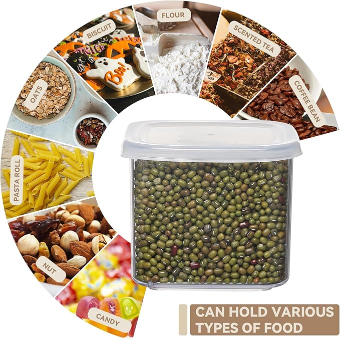 novelinks Clear Plastic Jars with Lids, Reusable Empty Square Storage Containers for Household and Kitchen Organizing (24 Pack Small)