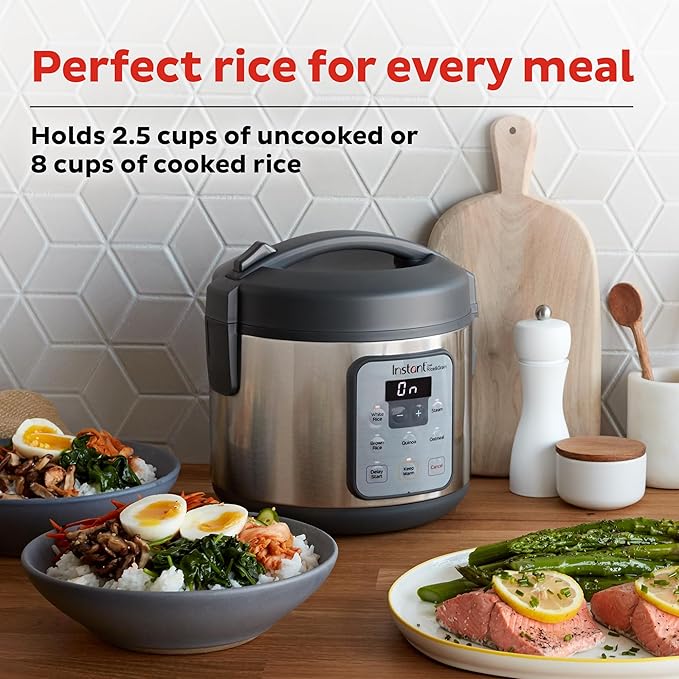 Instant Pot Zest 8 Cup One Touch Rice Cooker, From the Makers of Instant Pot, Steamer, Cooks Rice, Grains, Quinoa and Oatmeal, 8-cup cooked/4-cup uncooked, No Pressure Cooking Functionality