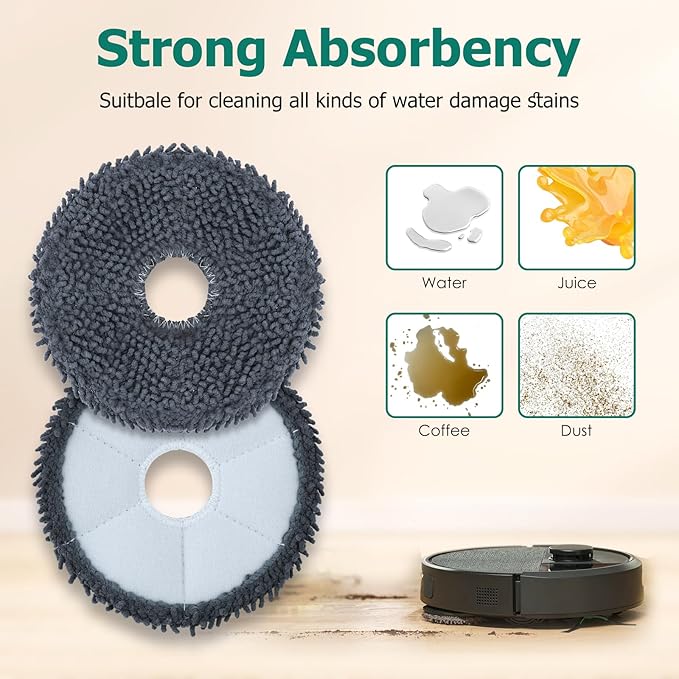 Replacement Parts for iRobot Roomba Plus 405 Combo/505 Combo Robot Vacuum Accessories, 2 Roller Brush, 6 Mop Pads, 4 Filters, 6 Side Brush, 6 Vacuum Bags