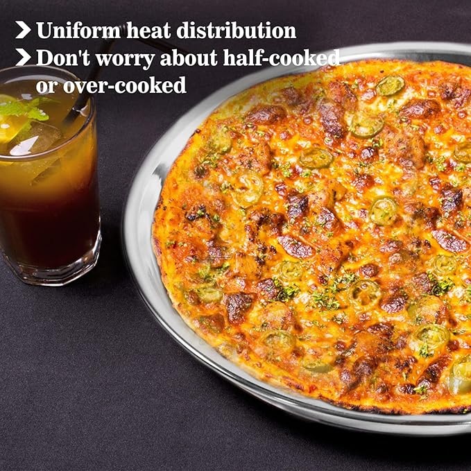 16in Stainless Steel Drip Pan for Kamado Joe Classic Joe & Big Joe, Large & XLarge Big Size Green Egg Grills, Stainless Steel Pizza Tray Pizza Pan for Turkey Baking, Roast Chicken
