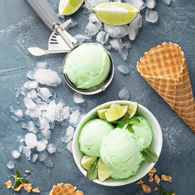Reallnaive 2 Pcs Release Cookie Scoops Ice Cream Scooper with Trigger Release Portion Scoop Stainless Steel for Portion Control, Baking Food, Cookie Dough (4 oz,Gray)