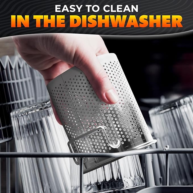 Chopstick Dishwasher Basket 3.5x2.7x3.9" – Stainless Steel Chopstick Holder for Dishwasher with Hooks, Oval Design Rust-Resistant Perforated Utensil Caddy for Straws, Teaspoons & Small Kitchen Tools