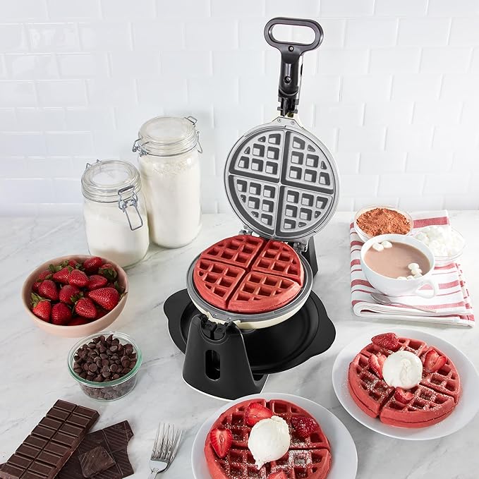 Dash Flip Belgian Waffle Maker - For Thick, Fluffy Single-Serve Waffles - Features Ceramic Nonstick Plates and Easy Flip Design - Cream