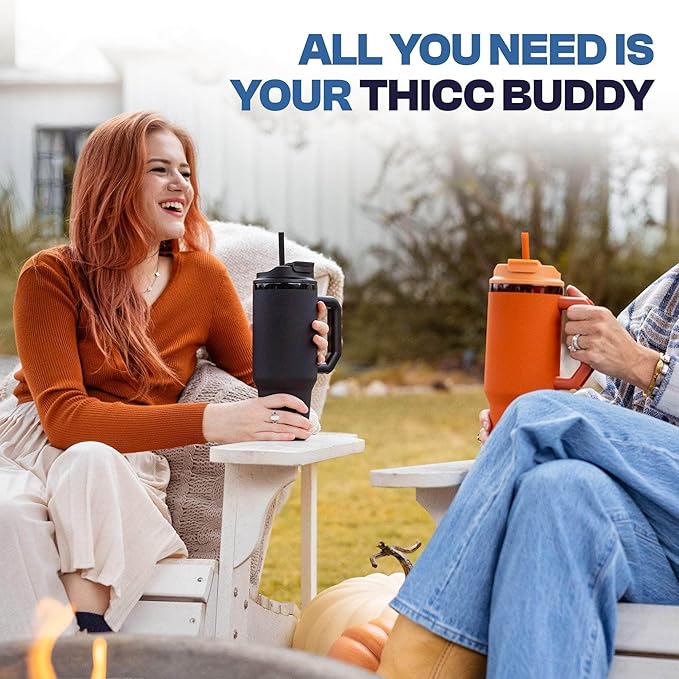 Frost Buddy Thicc Buddy - 40 oz Stainless Steel Vacuum Insulated Tumbler with Lid and Straw for Water - Travel Mug Cupholder Friendly - Gifts for Women Men Him Her (Cowabunga)