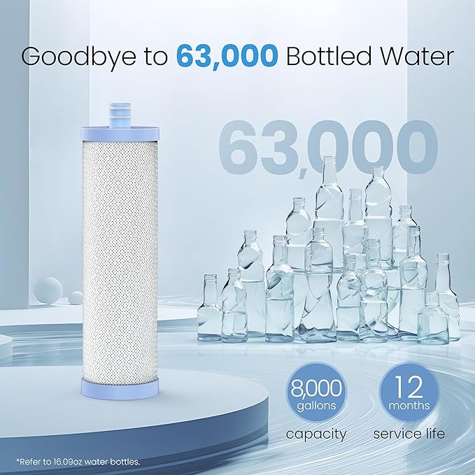 Waterdrop CTF-03 Alkaline Water Filter for Sink Faucet, NSF/ANSI 42 Certified Countertop Water Filter System, 5-Stage Stainless Steel Faucet, Reduces 99% Chlorine, 8000 Gallons, 1 Filter