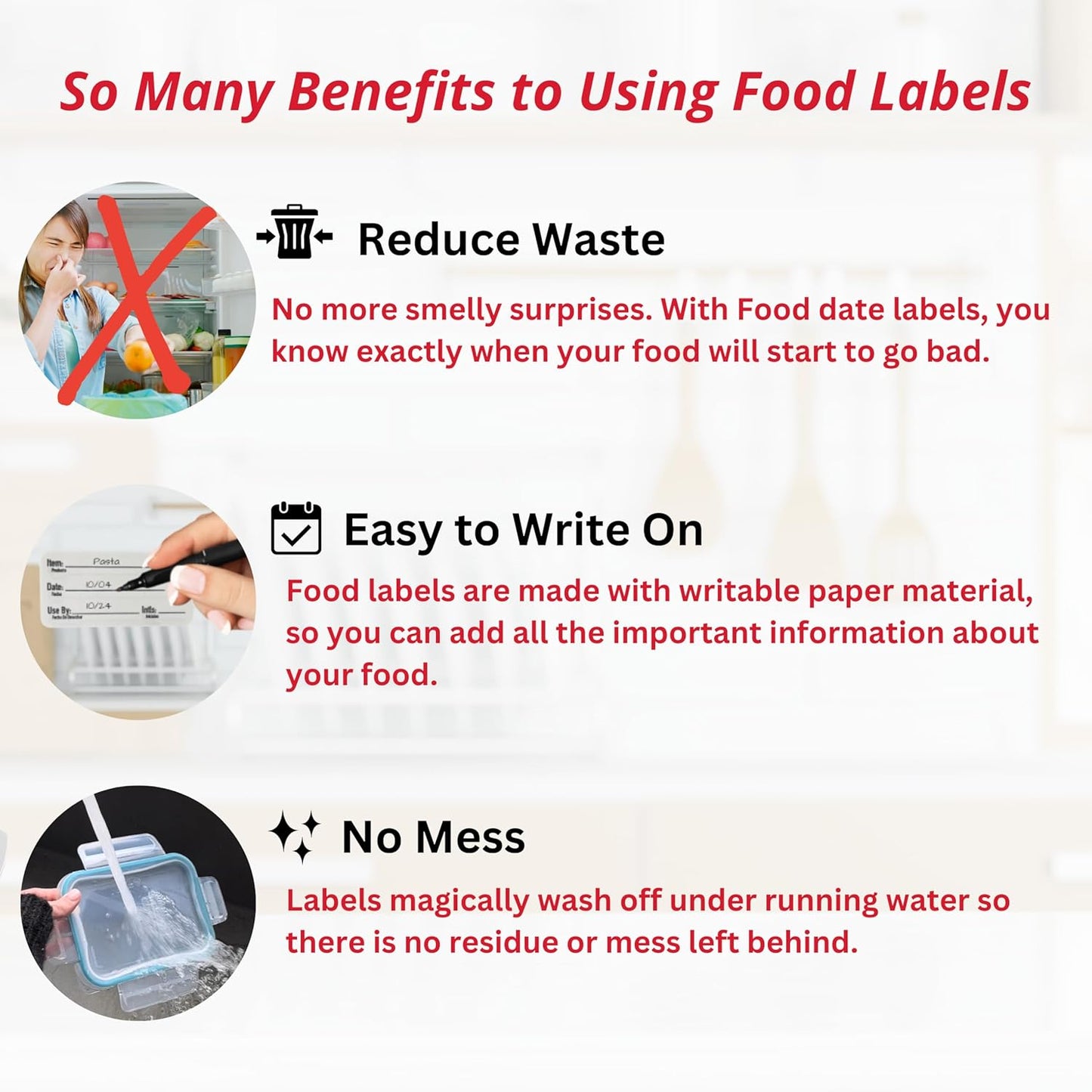2x1 Dissolvable Food Labels, 250 Label Stickers, Bottle Labels for Storage Bins, Sticker Labels for Food containers, (250, Blank)