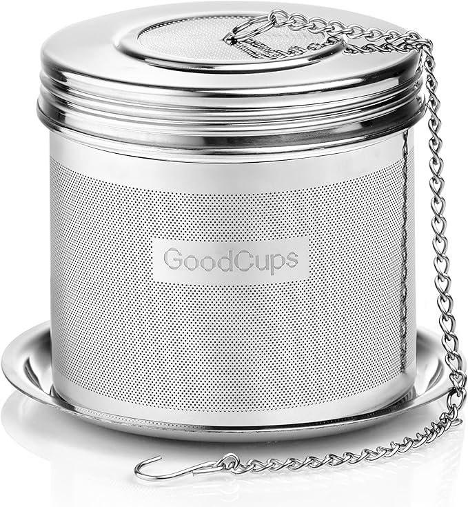 Stainless Steel Tea Infuser for Loose Leaf Tea, Large (2.95” Diameter x 2.85” Height) – Extra Fine Mesh Strainer with Chain Hook & Lid, Reusable Tea Steeper for Mugs, Cups & Teapots