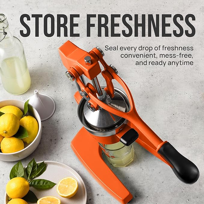 Zulay Kitchen Cast Iron Juicer - Heavy Duty Manual Juicer with Detachable Strainers for Easy Cleaning, Orange Juice Press for Citrus Fruits, Perfect for Bartenders, Juice Lovers & Health Enthusiasts