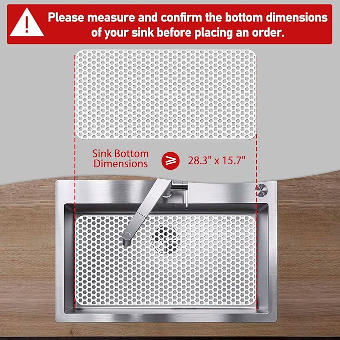 Bestjing Silicone Sink Protectors for Kitchen Sink - 28.3"x 15.7" Kitchen Protector Accessory, Non-Slip Heat Resistant Mat for Bottom of Farmhouse Stainless Steel Porcelain (White)