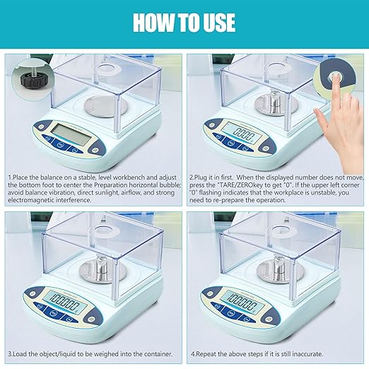 Lab Scale 100g x 0.001g, High Precision Analytical Balance with Digital Windshield. Electronic Gram Scale for Jewelry/Kitchen/Scientific Use, 11 Units Conversion, Portable Digital Scientific Scale