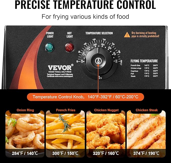 VEVOR Commercial Deep Fryer, 3000W Electric Turkey Fryer with 3 Removable Baskets, Large Capacity 18Qt / 17L Stainless Steel Countertop Single Oil Fryer, for Kitchen Restaurant Use, Silver