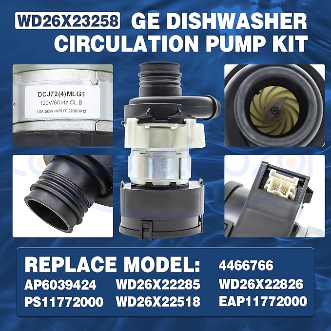 WD26X23258 New Upgraded Brushless Motor Cosamatcozon Dishwasher Circulation Pump Kit - Compatible with Some GE Dishwashers