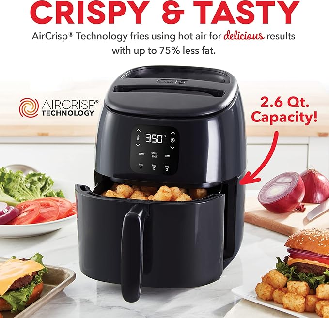 DASH Tasti-CrispTM Digital Air Fryer with AirCrisp Technology + 6pc Accessory Kit - Healthier Fried Food with Custom Presets