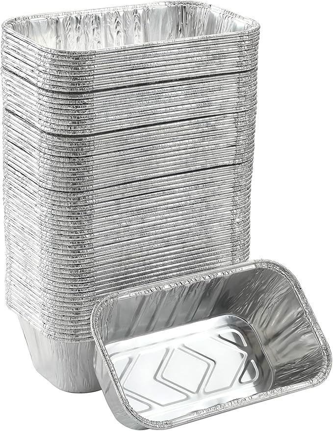 Waytiffer 100 Pack 1Lb mini Loaf Pans Heavy Duty Disposable Aluminum Foil Bread Tins Standard Size 6" X 3.5" X 2.5" Oven Safe Sturdy Small Bread Tin Pans 1 Pound Loaf Pans