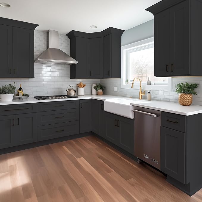 Wall-Mounted Cabinet – Solid Wood Shaker Style Medicine Cabinet with Adjustable Shelves & Soft-Close Doors for Bathroom, Kitchen, and Office Storage (Charcoal Black, 36" W x 12" D x 36" H)