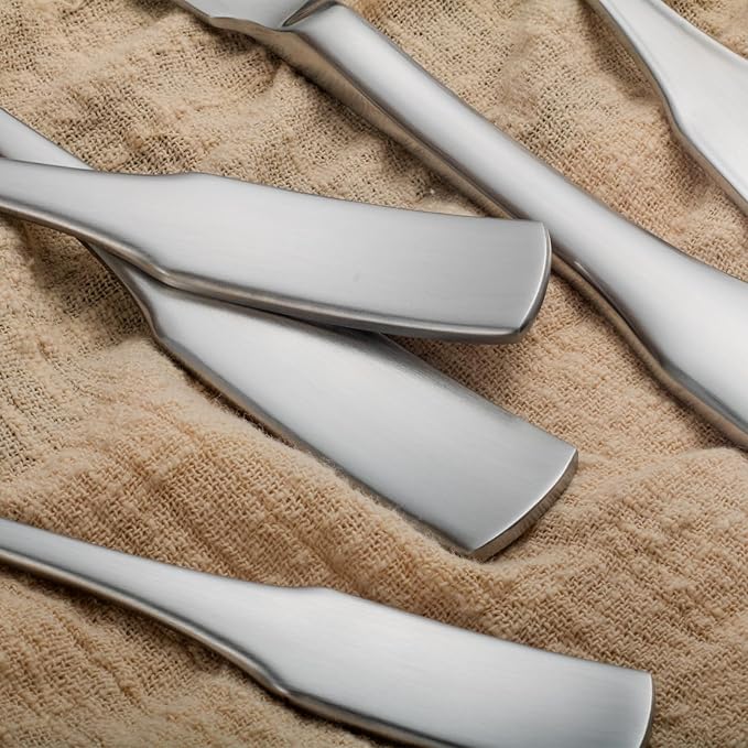 Alata Kate Satin 45-Piece Silverware Set with Utensil-Serving Set,Service for 8,Stainless Steel Flatware Set,Matte Satin Polished Cutlery Set,Dishwasher Safe