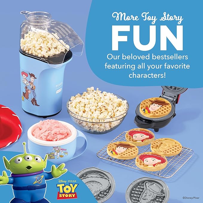 Disney Dash Fresh Pop Popcorn Maker - Oil-Free, Air Popcorn Popper - With Measuring Cup & Recipe Guide - Perfect for Movie Nights - 16 Cups, Toy Story