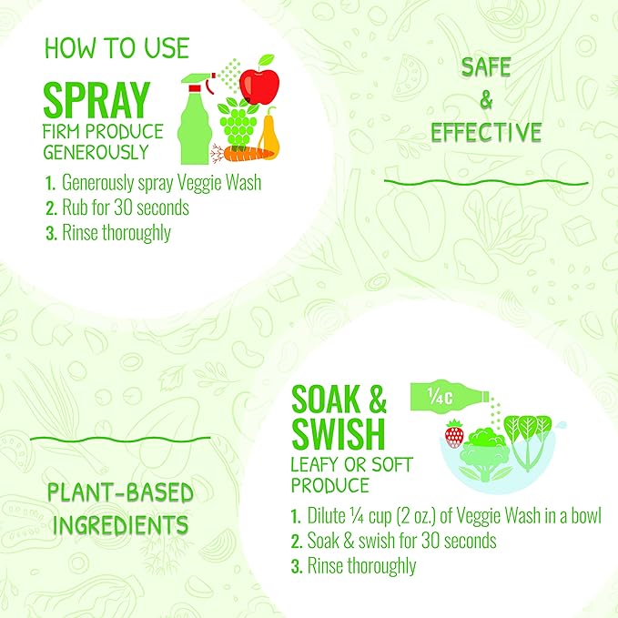 Veggie Wash Fruit & Vegetable Wash, Produce Wash and Cleaner, 16-Fluid Ounce, CASE of 12, Packaging May Vary