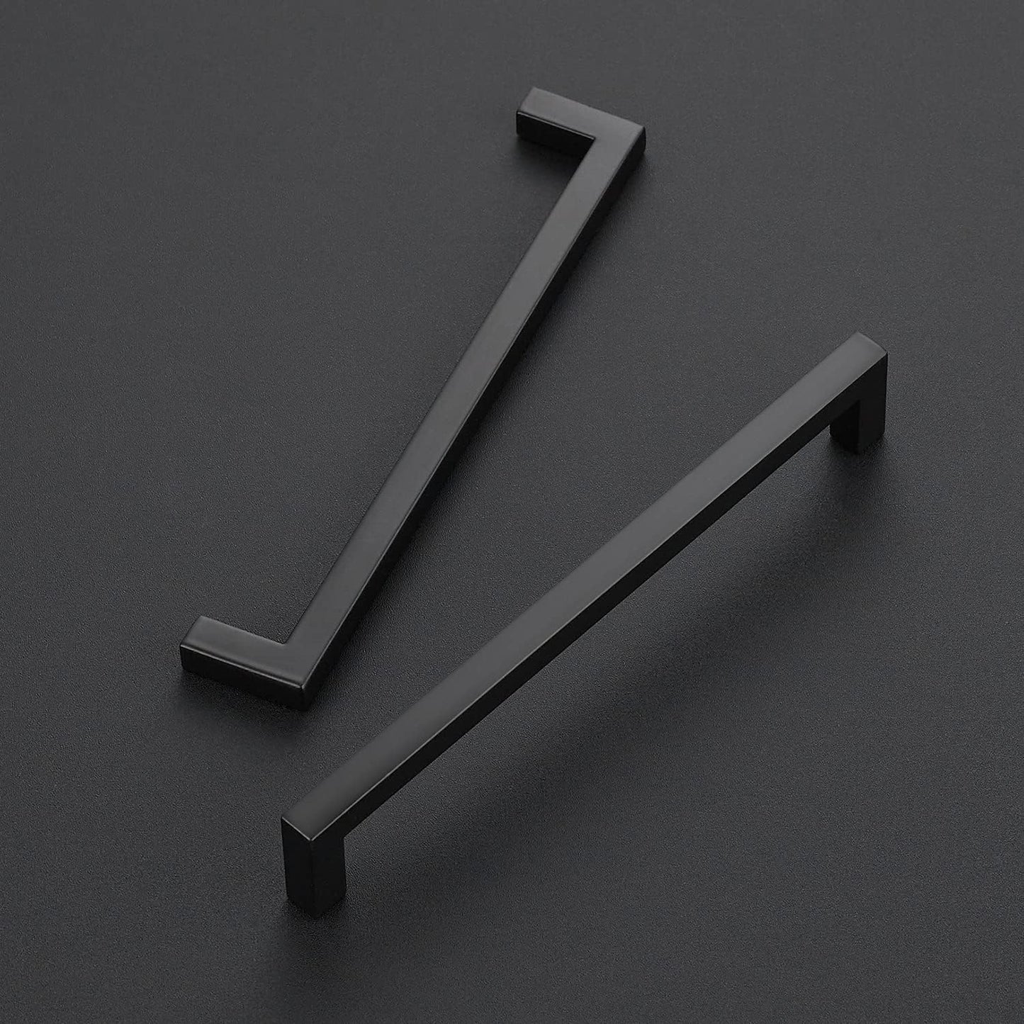 Ravinte 15 Pack Solid 6-1/4 Inch Center to Center Slim Square Bar Drawer Handles - Cabinet Hardware Pulls in Matte Black for Kitchen and Drawers