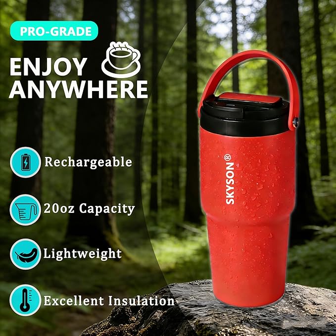 Portable Coffee Maker Mug for Travel,Mini Espresso Coffee Machine,20 oz Thermos Cup with Lid Fast Extraction Electric Filter Brewer,Insulated Stainless Steel Tumbler (Grey)