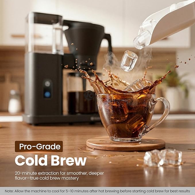Kismile SCA-Certified 8 Cup Drip Coffee Maker, Pour Over Coffee Machine with 3s Instant Heat 197–205℉, Adjustable Flow Control, Removable Water Tank, Deep Cold Brew & 40 Min Keep Warm