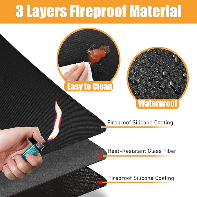 Black Large Heat Resistant Mat 21x24in, Hot Pads for Countertops Under Air Fryer Oven, Countertop Protector for Kitchen Appliances