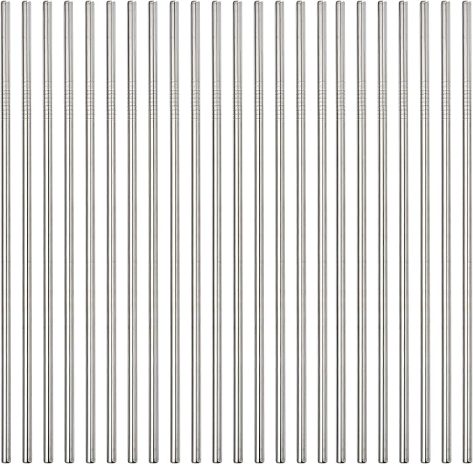 Reusable Straight Metal Straw 50Pack in Bulk,215mm Stainless Steel Straws for Drinks.Drinking Straws Wholesale for 30 oz & 20 oz Tumblers Yeti Water Bottle (8.5" - Silver, 50pcs - Straight)