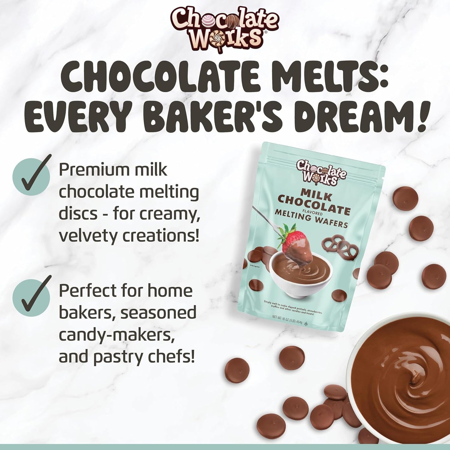Chocolate Works Melting Chocolate Parent (1.0 lb (Pack of 5), Milk Chocolate)