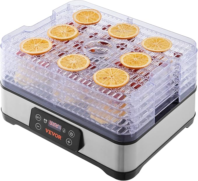 VEVOR Food Dehydrator Machine, 5-Tray Fruit Dehydrator, 300W Electric Food Dryer w/Digital Adjustable Timer & Temperature for Jerky, Herb, Meat, Beef, Fruit, Dog Treats and Vegetables, ETL Listed