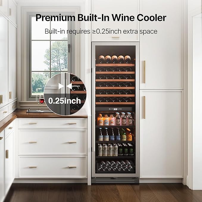 Ca'Lefort 24 Inch Wine & Beverage Refrigerator - 185 Can + 77 Bottle Dual Zone 34-65°F Cooler, 10 Adjustable Shelves & 3 LED Lights, Energy Star Certified Built-in/Freestanding for Home/Bar/Kitchen