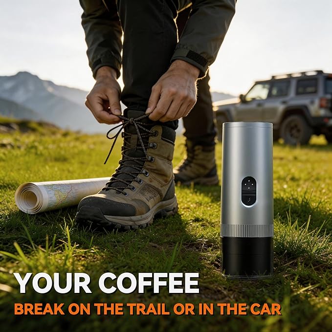 Portable Coffee Maker Electric Espresso Machine, Coffee Espresso Maker for Travel Self-Heating, Battery Powered with USB-C, 7800mAh, 2-IN-1 for Ground Coffee & NS Capsule, for Hiking, Office,RV