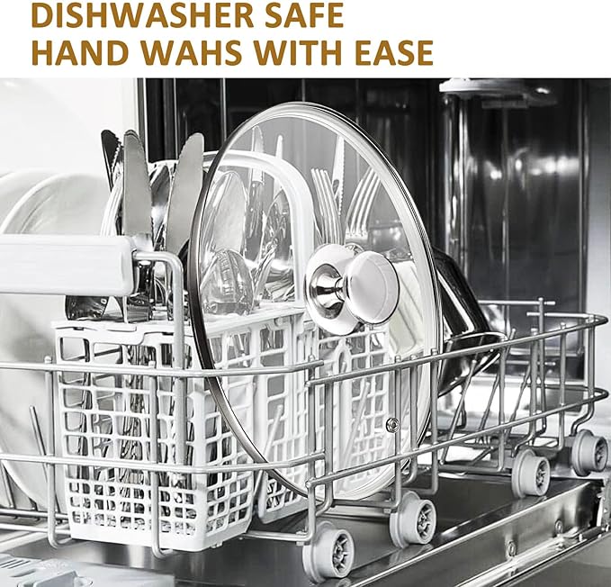 Glass lid for Large Pots and Pans, 14.25 Inch Cover for Replacement, Commercial Lid for Cookware, Frying Pans, Stockpot, Dishwasher safe and oven safe up to 400°F Fit Inner Dia14 to 14.4 Inch