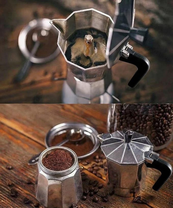 3 Cup Stovetop Espresso Maker Italian Moka Pot, Stove Top Cuban Coffee Maker, Greca Mocha Pot(Basic, 5 oz/150ml)