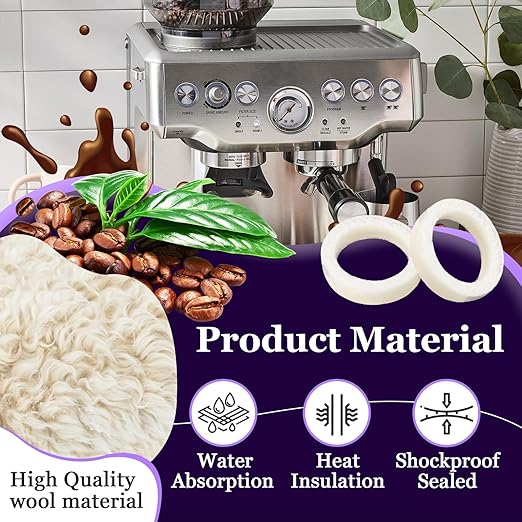 9 Pcs Felt Washer Replacement for Breville Espresso Machine Grinders，Burr Washer Part Compatible with BES870, BES878, BES880, BES980, BES990, BCG600, BCG820，Wool Ring Espresso Machines Accessories