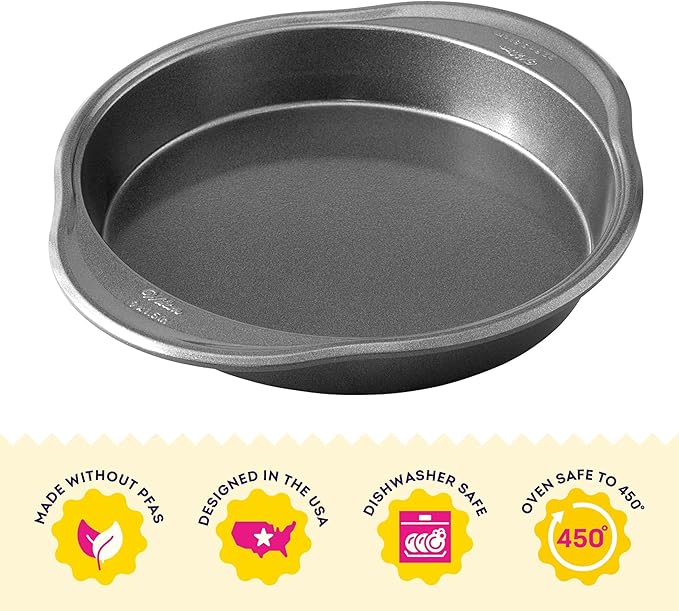 Wilton Platinum Non-Stick Round Cake Pan - Baking Pan for Stacked & Layered Cakes - Non-Stick Steel - Dishwasher Safe & Even Heat Distribution - 9 x 1.5 Inch