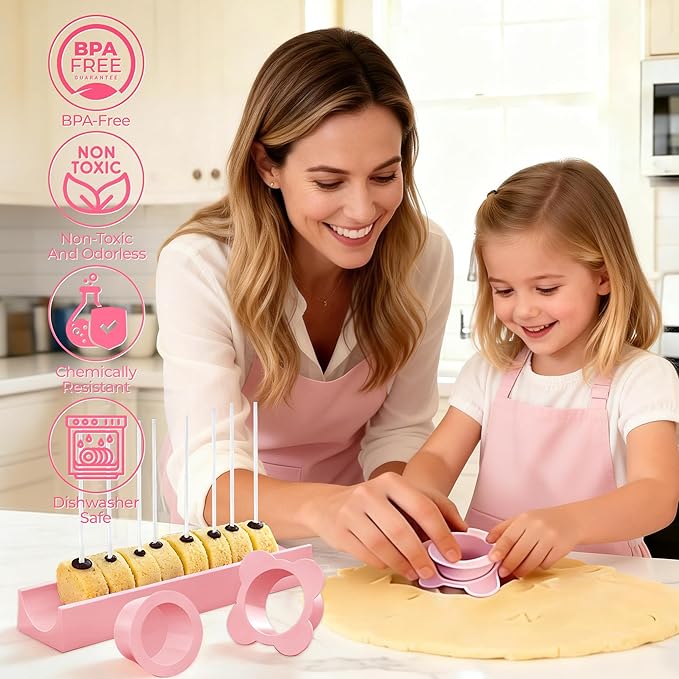 Circle Cake Pop Mold for Baking with 50PCS Cake Pop Sticks Bags Ties,Baking Molds for Birthday Wedding Baby Shower Kids Party Desserts.