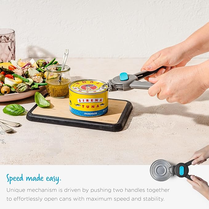 Dreamfarm Dopener 3-In-1 Ergonomic Can Opener Smoothes Can Edges for Safe Removal with Jar Lid Seal-Breaker & Can Ring Puller - Black