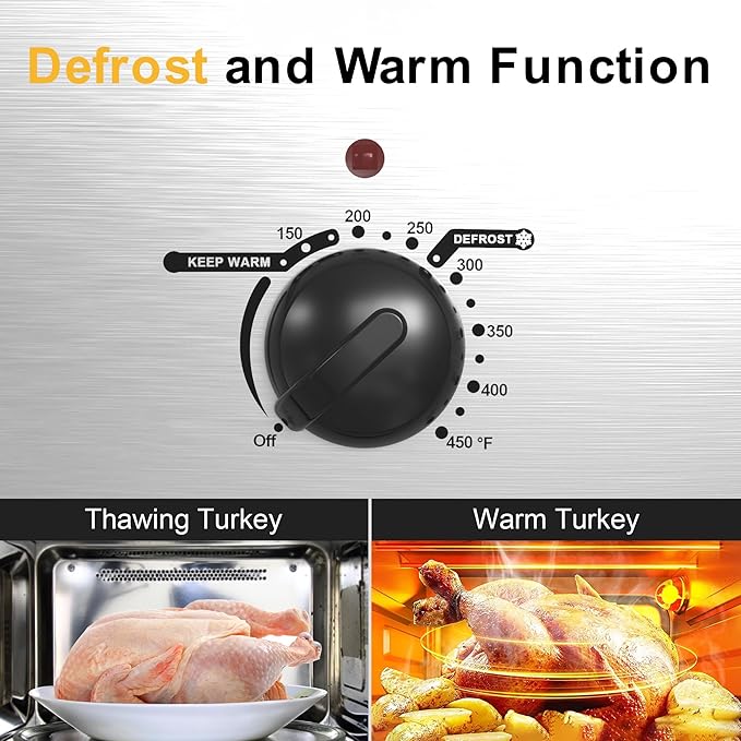 RoyalCraft 26-Quart Electric Roaster Oven with Visible Self-Basting Lid, Turkey Roaster Oven with Removable Pan and Rack, Perfect for Large Meals and Holiday Feasts, Silver