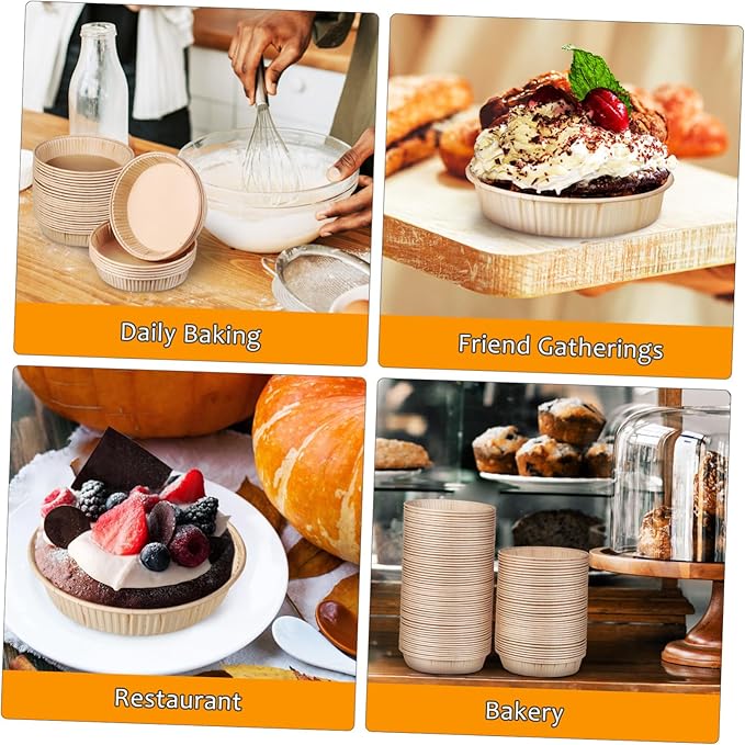 200pcs Round Bottom Tart Pans Mini Tart Pans for Baking Oven Microwave Safe Non-stick Baking Cups