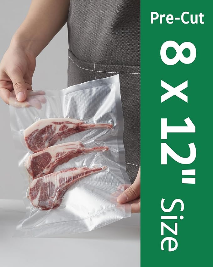 Syntus 100 Count Vacuum Sealer Bags Quart 8 x 12 inch for Seal a Meal, Commercial Grade BPA Free Heavy Duty Precut Seal Bags, Food Vac Bags for Storage, Meal Prep or Sous Vide
