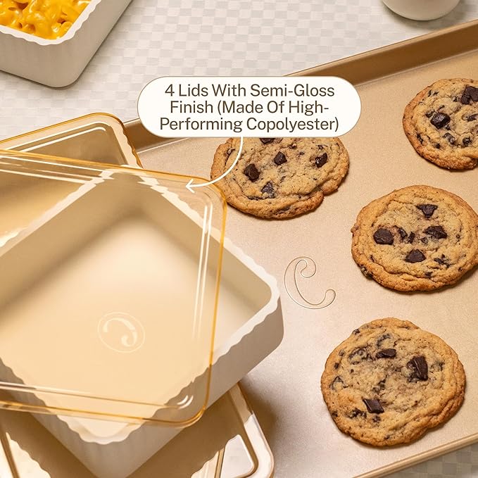 Cravings by Chrissy Teigen Silicone Baking Pans Set, Nonstick Bakeware Set for Meal Prep and Serving Dishes, 4 Trays, 4 Lids, 1 Baking Sheet, Oven Safe to 450 Degrees