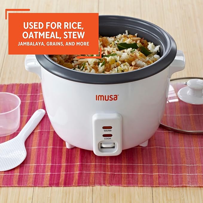 IMUSA USA GAU-00013 Electric Nonstick Rice Cooker 8-Cup (Uncooked) 16-Cup (Cooked), White