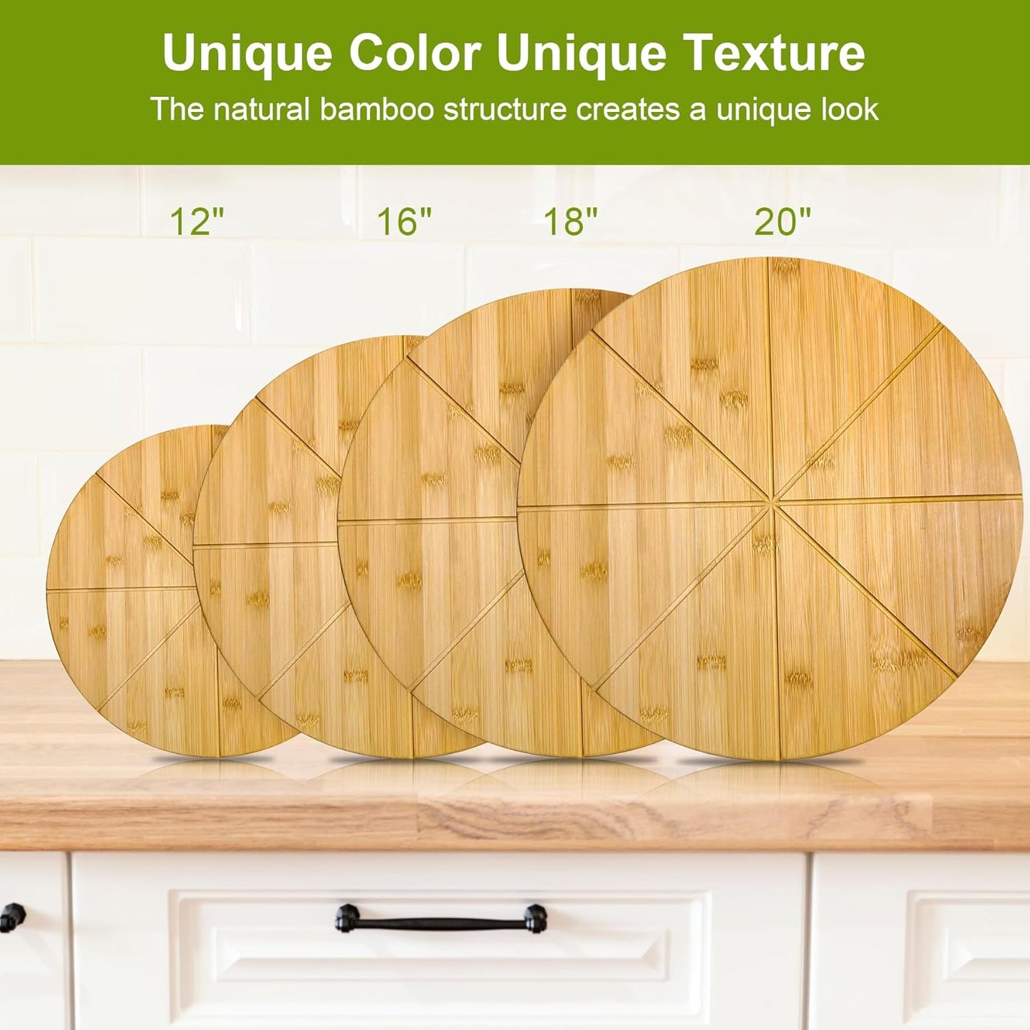 16"Double Sided Round Cutting Boards Large Pizza Cutting Board Pizza Server Bamboo Wooden 16inch Pizza Tray Cheese Platter Pizza Oven Accessories Kitchen Gifts Pizza Prep Board with Cutting Grooves