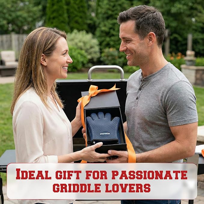 KITCHEN PERFECTION Silicone Oven & Griddle Gloves -Extreme Heat Resistant BBQ & Grilling Gloves -Handle Hot Food Right on Your Griddle |Waterproof Oven Mitts Grill Gloves |Superior Set+3 Bonuses