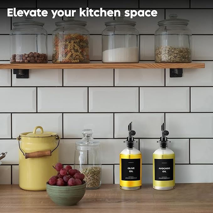 Spaceneat Olive Oil Dispenser Bottle for Kitchen,11.8 fl oz Gold, Silver & Black Bundle
